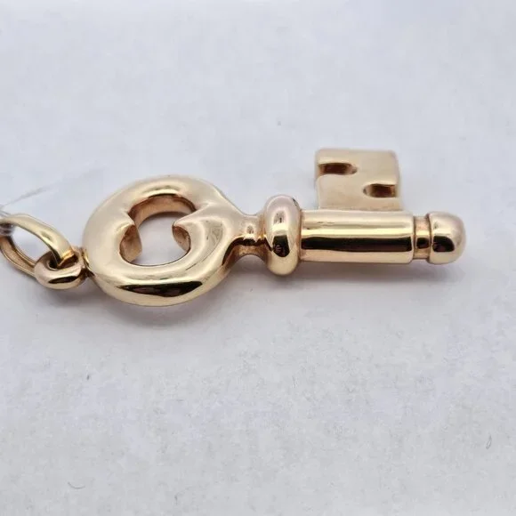18K Yellow Gold Hollow Large Key Pendant 2.75x1.5 Inches 8-10mm Thick
